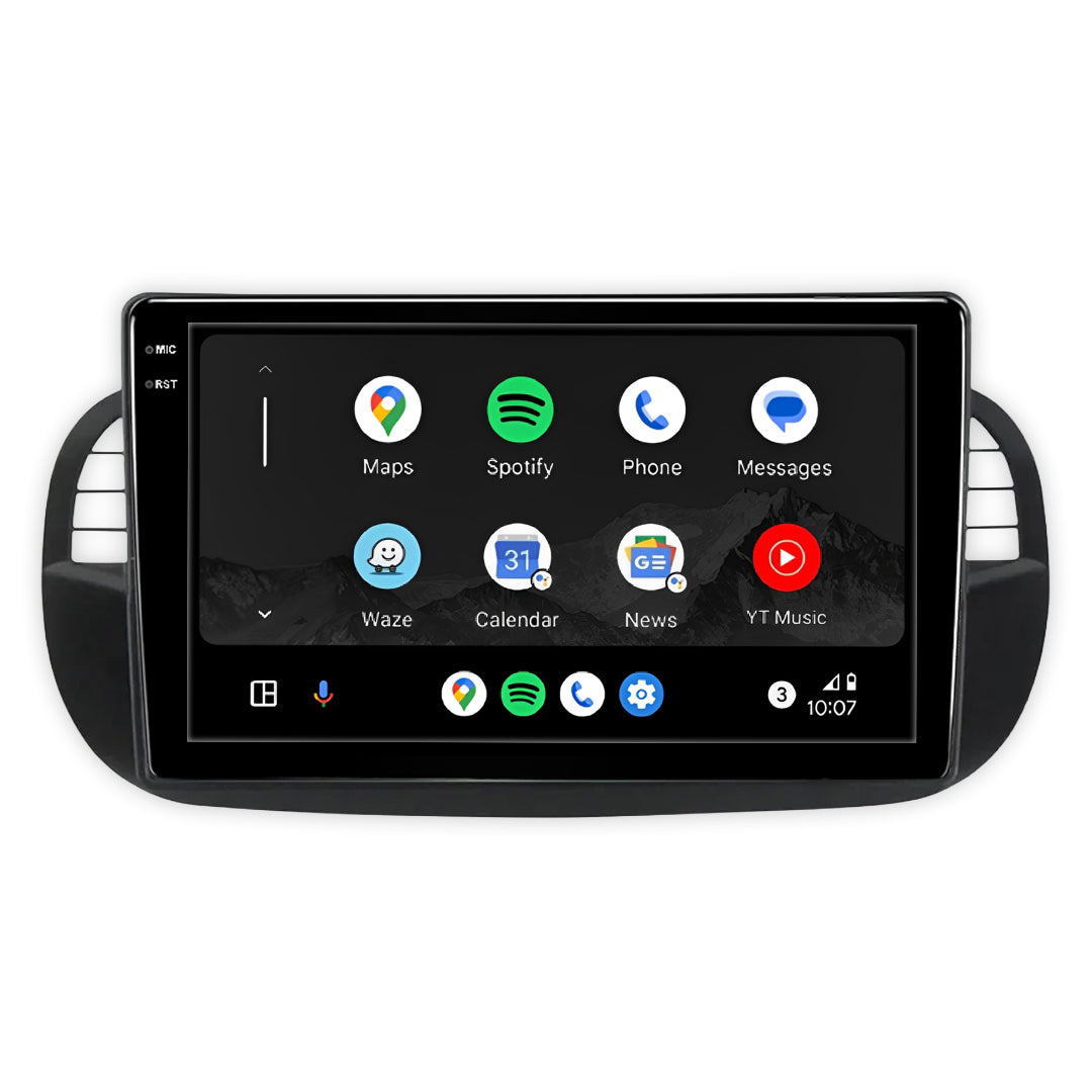 Fiat 500 Series 1 (2008 - 2014) 9" 13.3" Android Screen – Android 16, Wireless Apple CarPlay & Android Auto