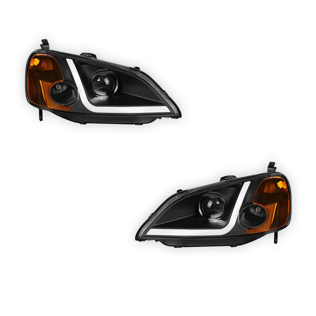 Honda Civic 7th Gen. (2001 - 2003) LED DRL Projector Headlights LH + RH