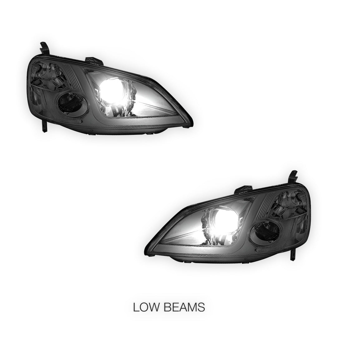 Honda Civic 7th Gen. (2001 - 2003) LED DRL Projector Headlights LH + RH