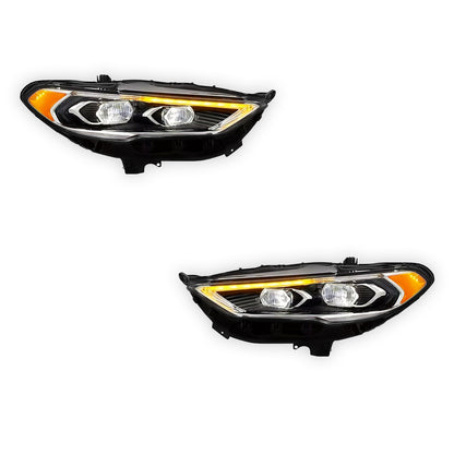 Ford Fusion (2017 - 2020) Full LED Black Projector Headlights LH + RH