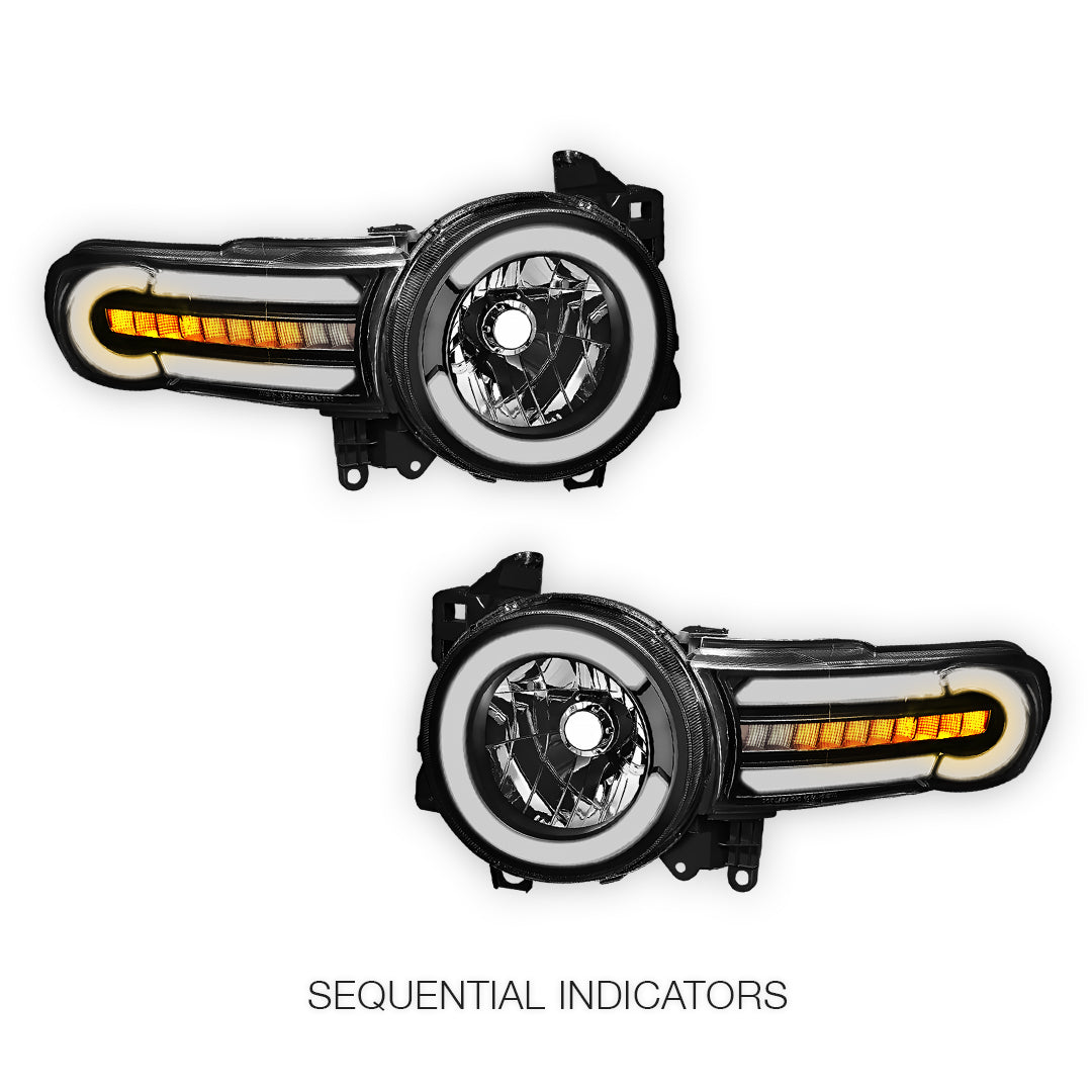 Toyota FJ Cruiser (2007 - 2014) LED DRL Sequential Chasing Turn Signal Headlights LH+ RH