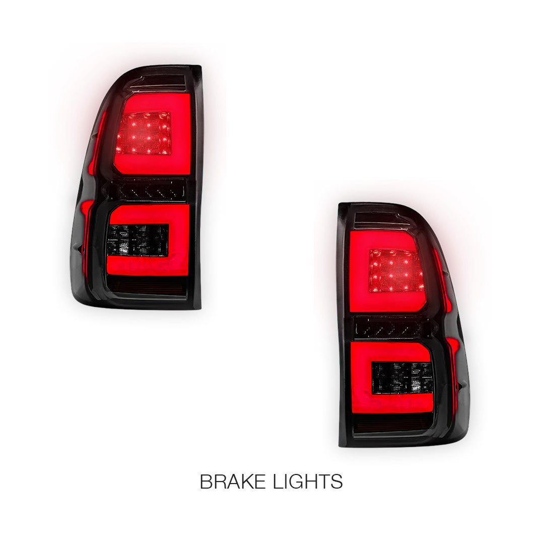 Toyota Hilux N80 (2015 - 2024) Sequential Smoked C-Style LED Tail Lights LH + RH